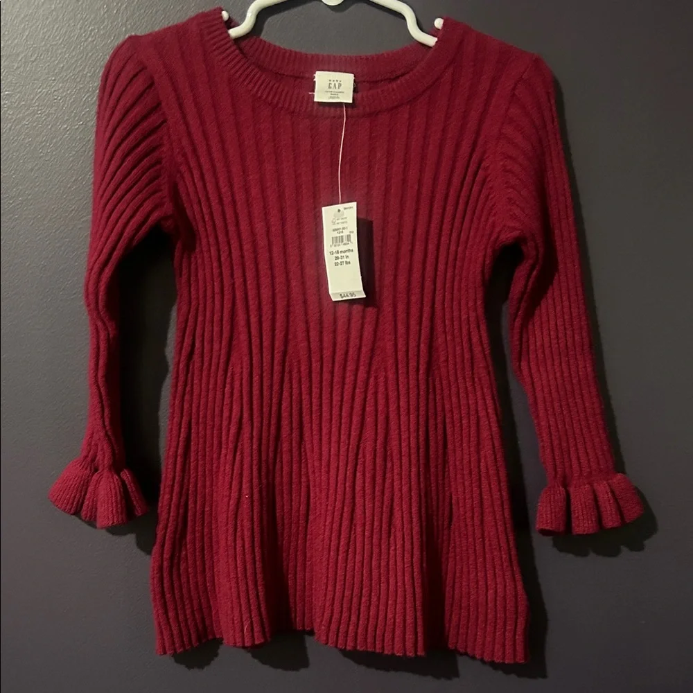 Red Ribbed Knit Sweater - Picture 1 of 5
